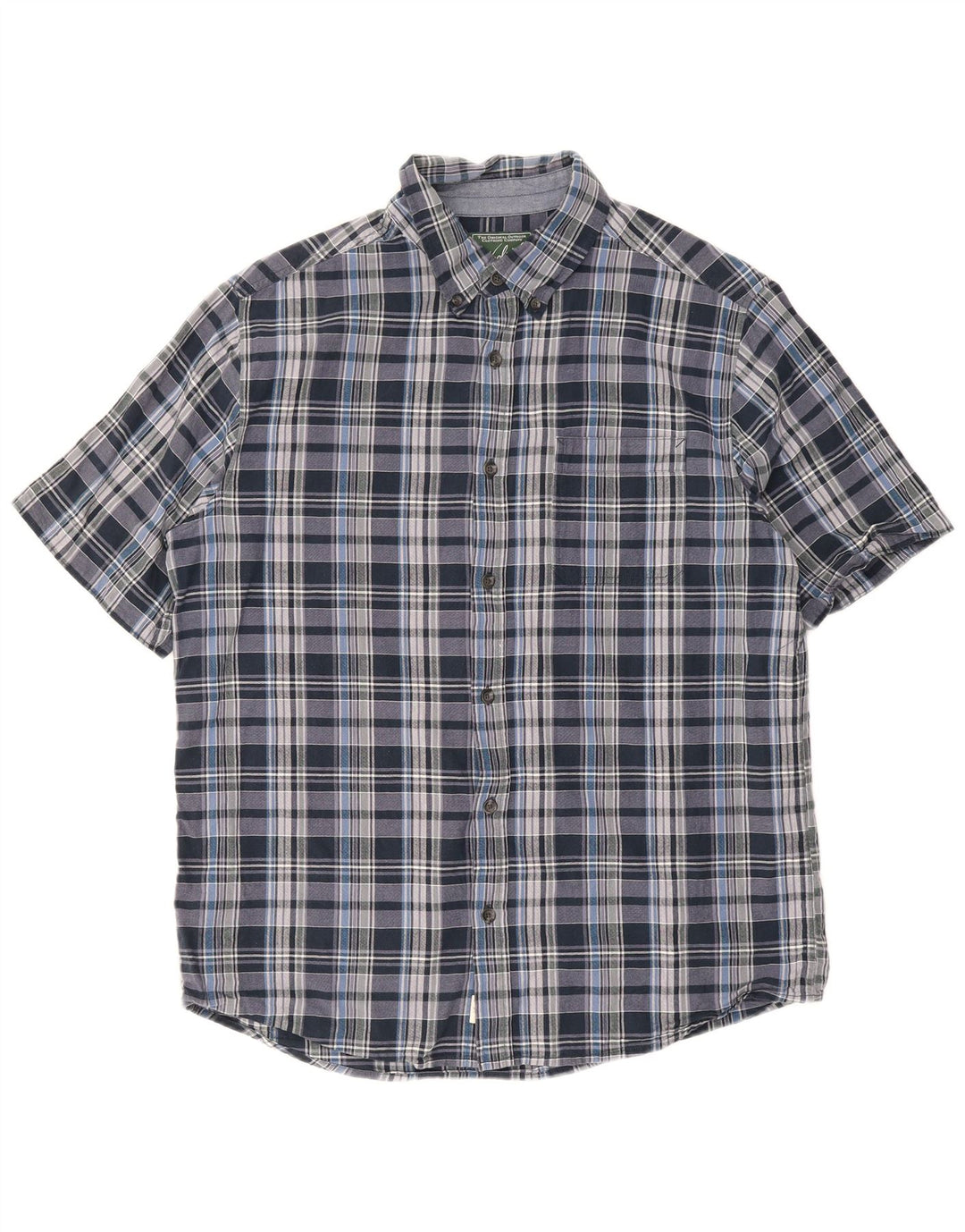 Camisa masculina Woolrich de manga curta com ajuste regular, algodão xadrez azul grande