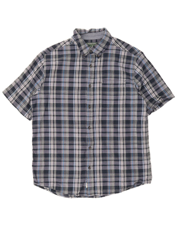 Camisa masculina Woolrich de manga curta com ajuste regular, algodão xadrez azul grande