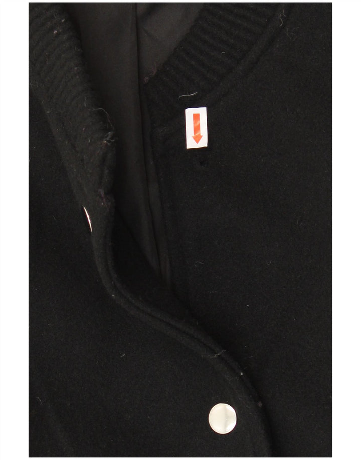 ZARA Womens Crop Bomber Jacket UK 10 Pequeno Poliéster Preto