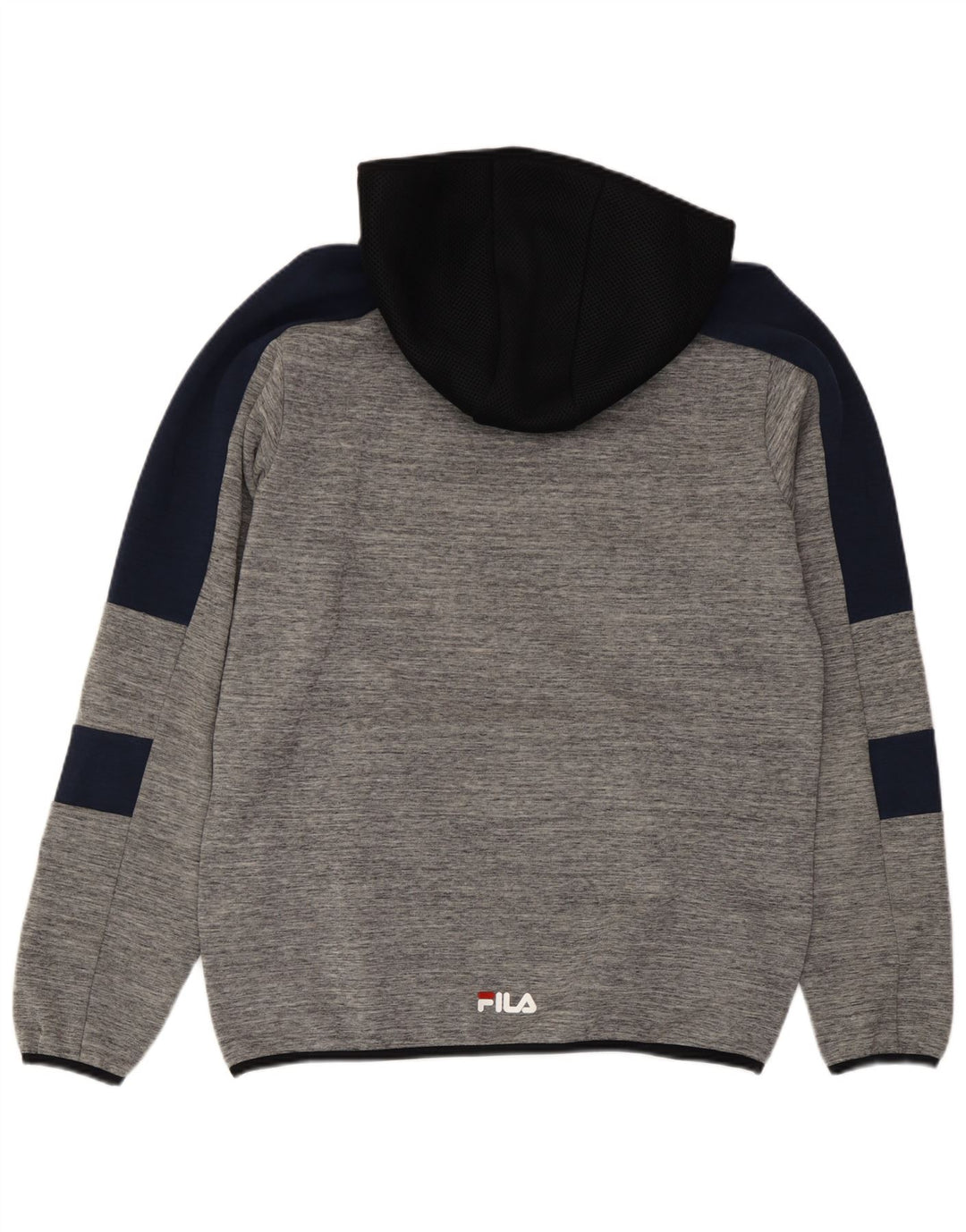 Fila Mens Graphic Hoodie Jumper Médio Cinza Colourblock Algodão
