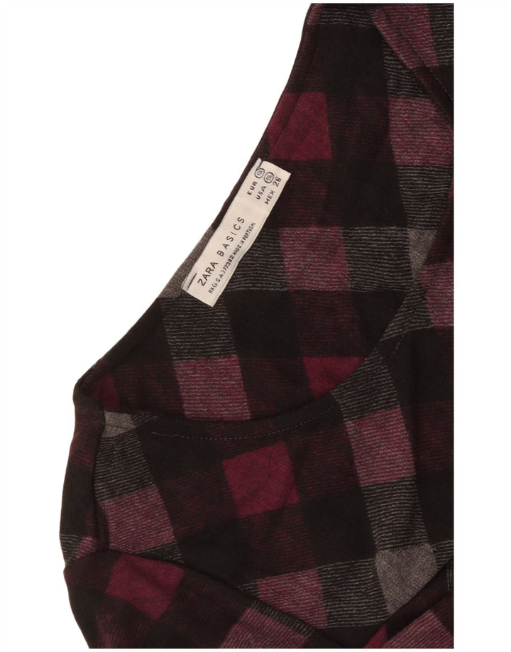 Vestido feminino Zara Shift UK 8 pequeno xadrez multicolorido