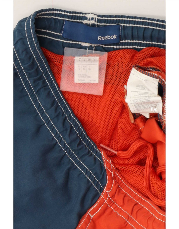 Shorts de natação masculinos Reebok Graphic médio laranja colorblock poliéster