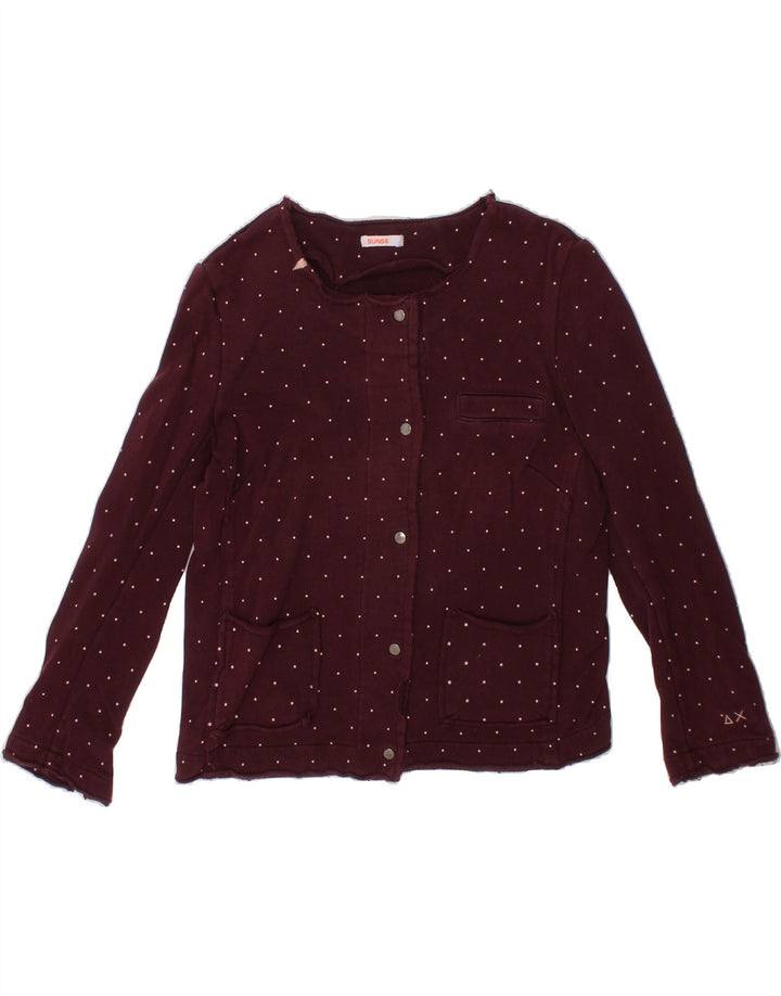 SUN68 Girls Cardigan Sweater 9-10 Years Burgundy Spotted Cotton Vintage Sun68 and Second-Hand Sun68 from Messina Hembry 