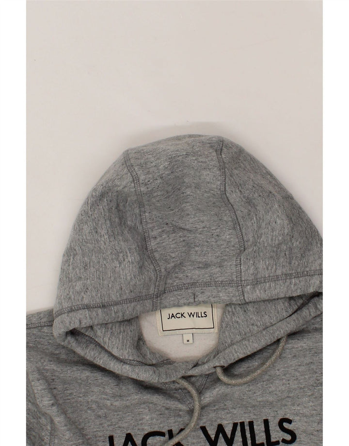 JACK WILLS Mens Graphic Hoodie Jumper Medium Grey Flecked Cotton Vintage Jack Wills and Second-Hand Jack Wills from Messina Hembry 
