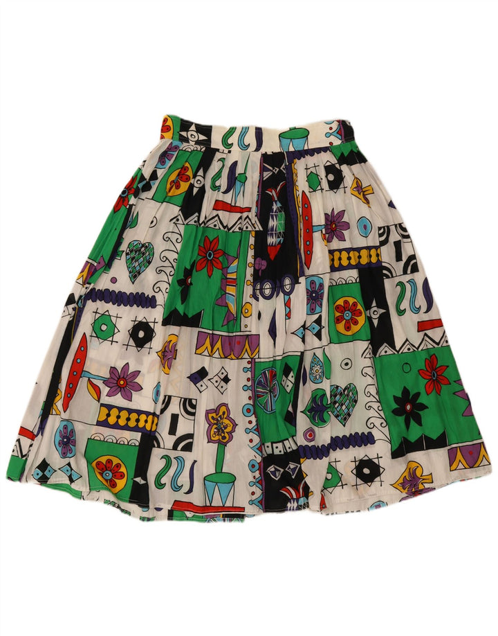 Saia plissada feminina vintage IT 46 grande W30 patchwork multicolorido