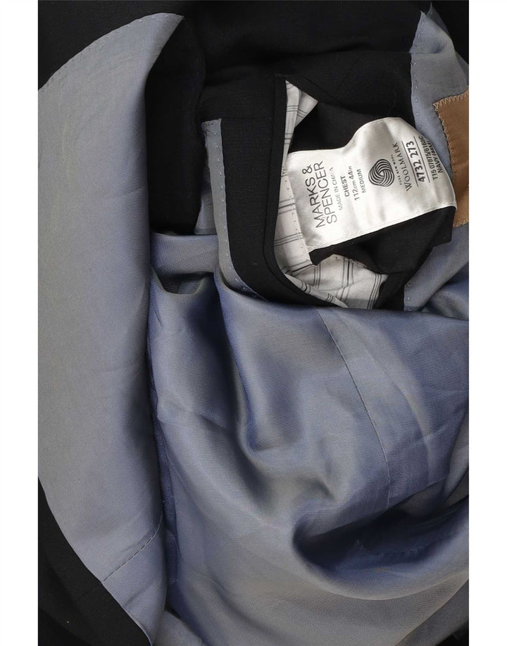 Jaqueta blazer masculina de 3 botões Marks & Spencer Reino Unido 44 XL lã azul marinho