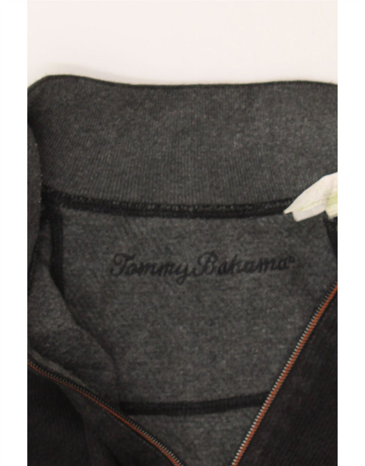 TOMMY BAHAMA Mens Zip Neck Sweatshirt Jumper Medium Black Cotton Vintage Tommy Bahama and Second-Hand Tommy Bahama from Messina Hembry 
