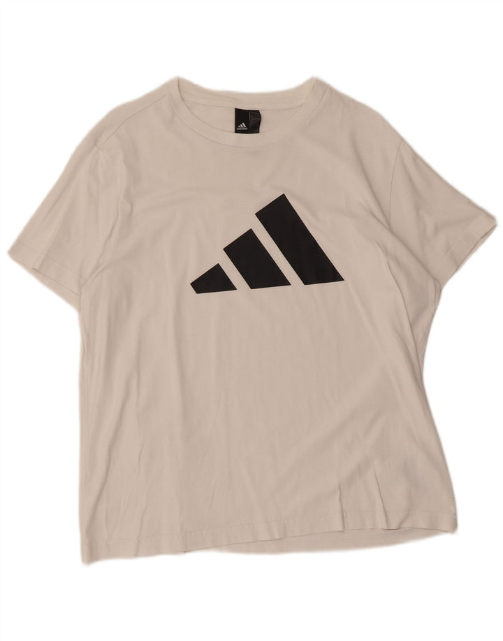 Camiseta feminina ADIDAS com estampa gráfica UK 16/18 grande algodão branco