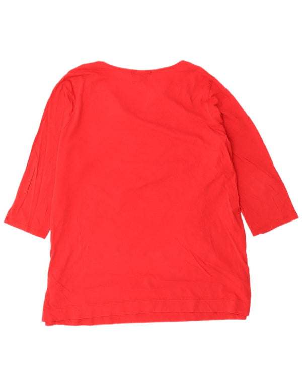 Blusa feminina Ralph Lauren manga 3/4 Top UK 20 2XL algodão vermelho