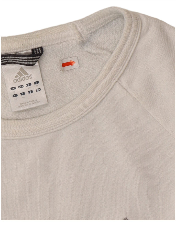 Adidas Womens Sweatshirt Jumper UK 12 Médio Algodão Branco