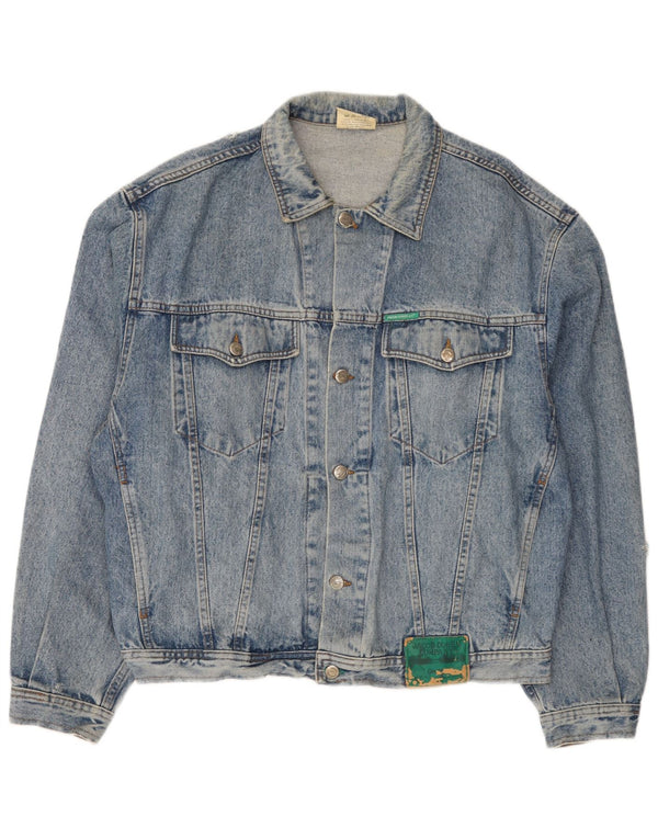 Jaqueta jeans masculina Jacob Cohen desgastada Reino Unido 42 XL algodão azul