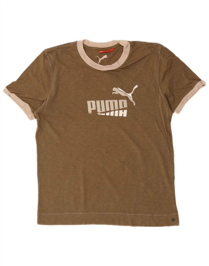 Puma Mens Graphic T-Shirt Top Médio Algodão Marrom