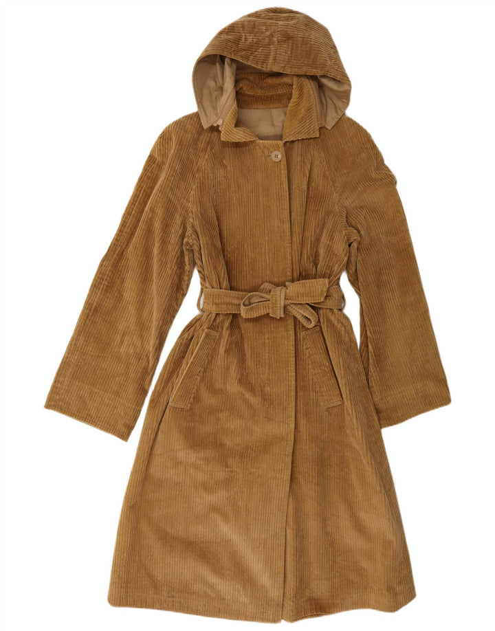 Casaco reversível com capuz feminino vintage UK 14 bege médio