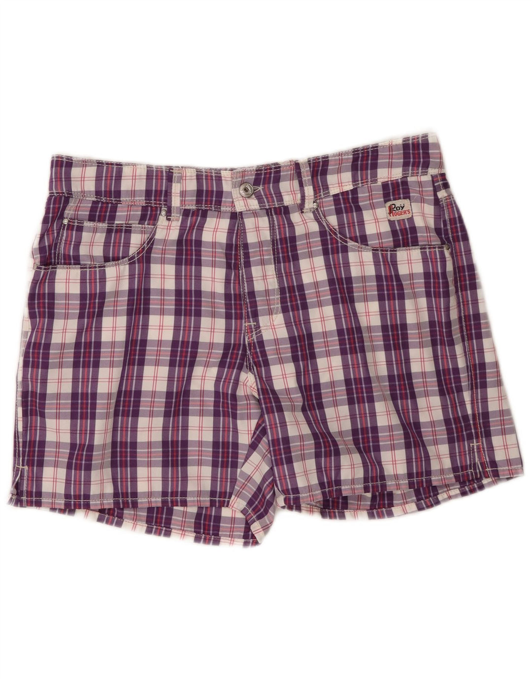 Shorts de natação feminino Roy Rogers W34 grande roxo xadrez poliamida