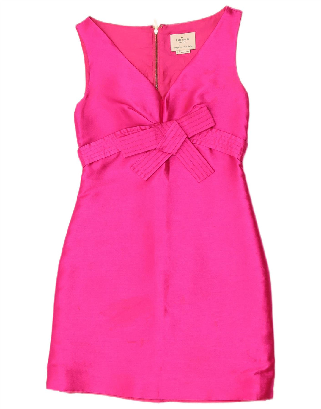 Vestido feminino Kate Spade sem mangas US 4 pequeno poliéster rosa