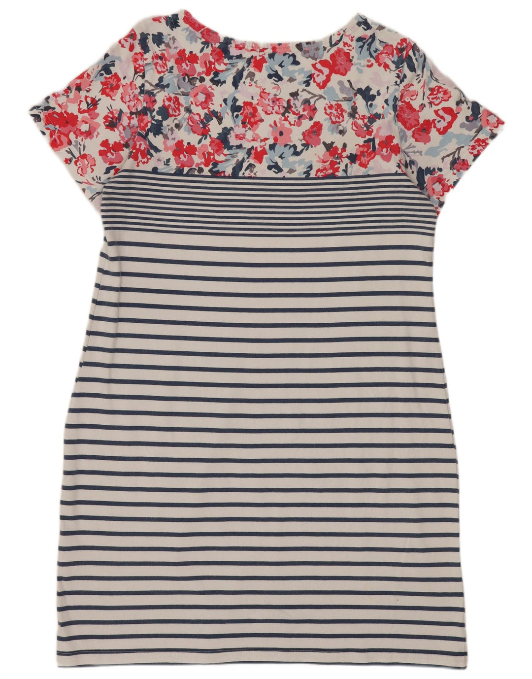 JOULES Vestido feminino com bainha UK 16 grande algodão listrado branco