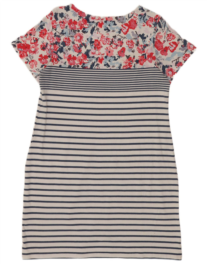 JOULES Vestido feminino com bainha UK 16 grande algodão listrado branco