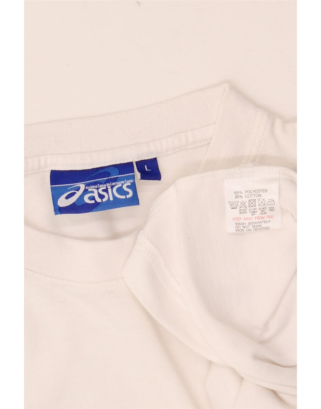Camiseta masculina ASICS grande poliéster listrado branco