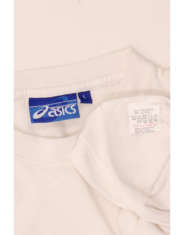 Camiseta masculina ASICS grande poliéster listrado branco