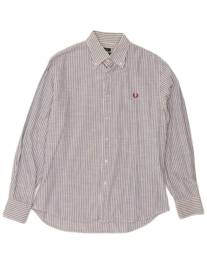 Camisa masculina slim fit Fred Perry grande algodão listrado azul