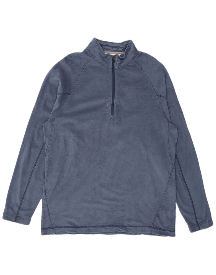 Suéter de lã Columbia masculino com zíper e gola média azul poliéster