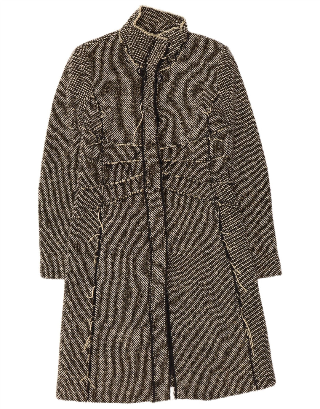 Sobretudo feminino UK 8 pequeno poliéster preto