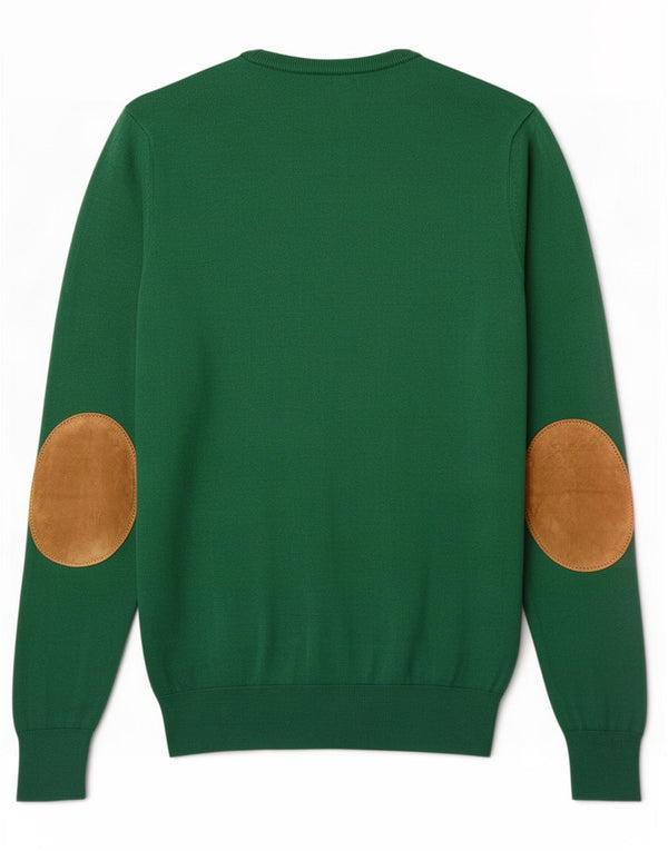 Suéter masculino Massimo Dutti com decote em V pequeno algodão verde