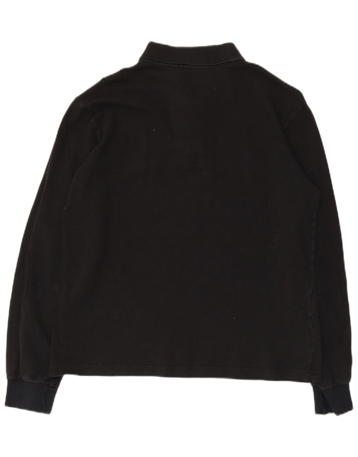 Camisa polo masculina de manga comprida Fred Perry de algodão preto médio