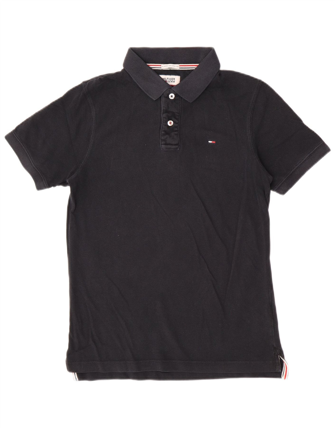 Camisa polo masculina Tommy Hilfiger de algodão preto médio