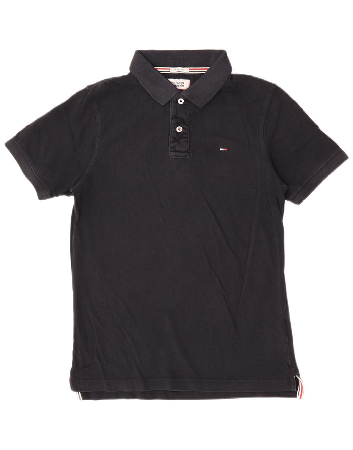 Camisa polo masculina Tommy Hilfiger de algodão preto médio