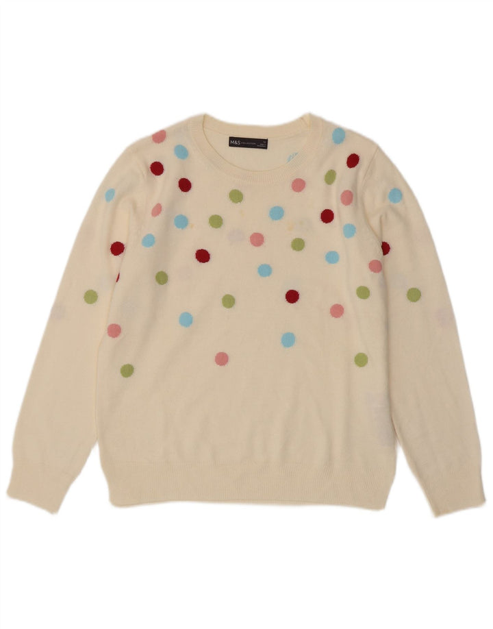 Suéter feminino Marks & Spencer com gola redonda UK 12 médio off white
