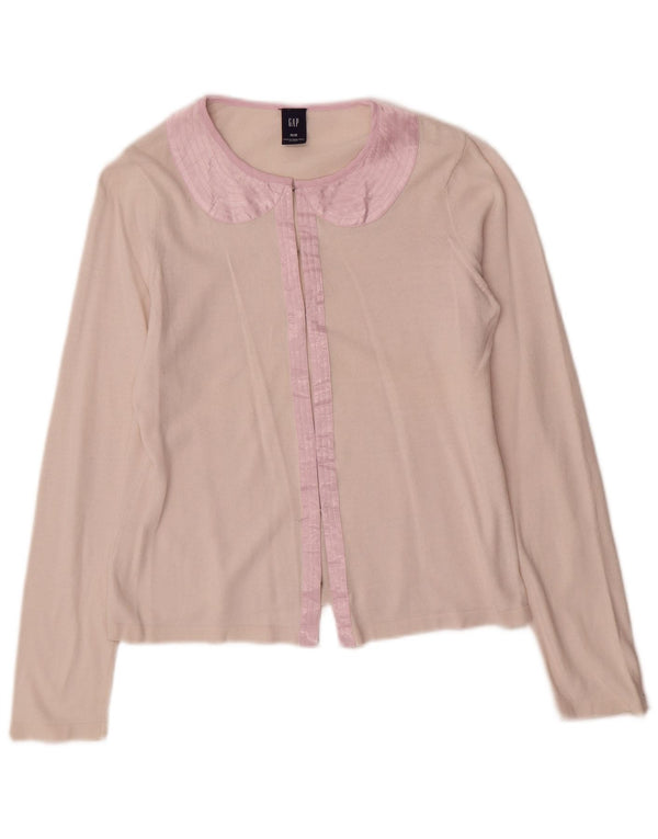 Suéter feminino Gap Crop Cardigan UK 12 algodão colorblock rosa médio