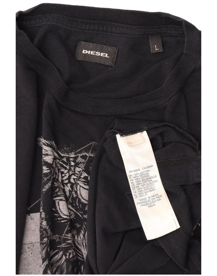 Diesel Camiseta masculina gráfica Top grande azul marinho