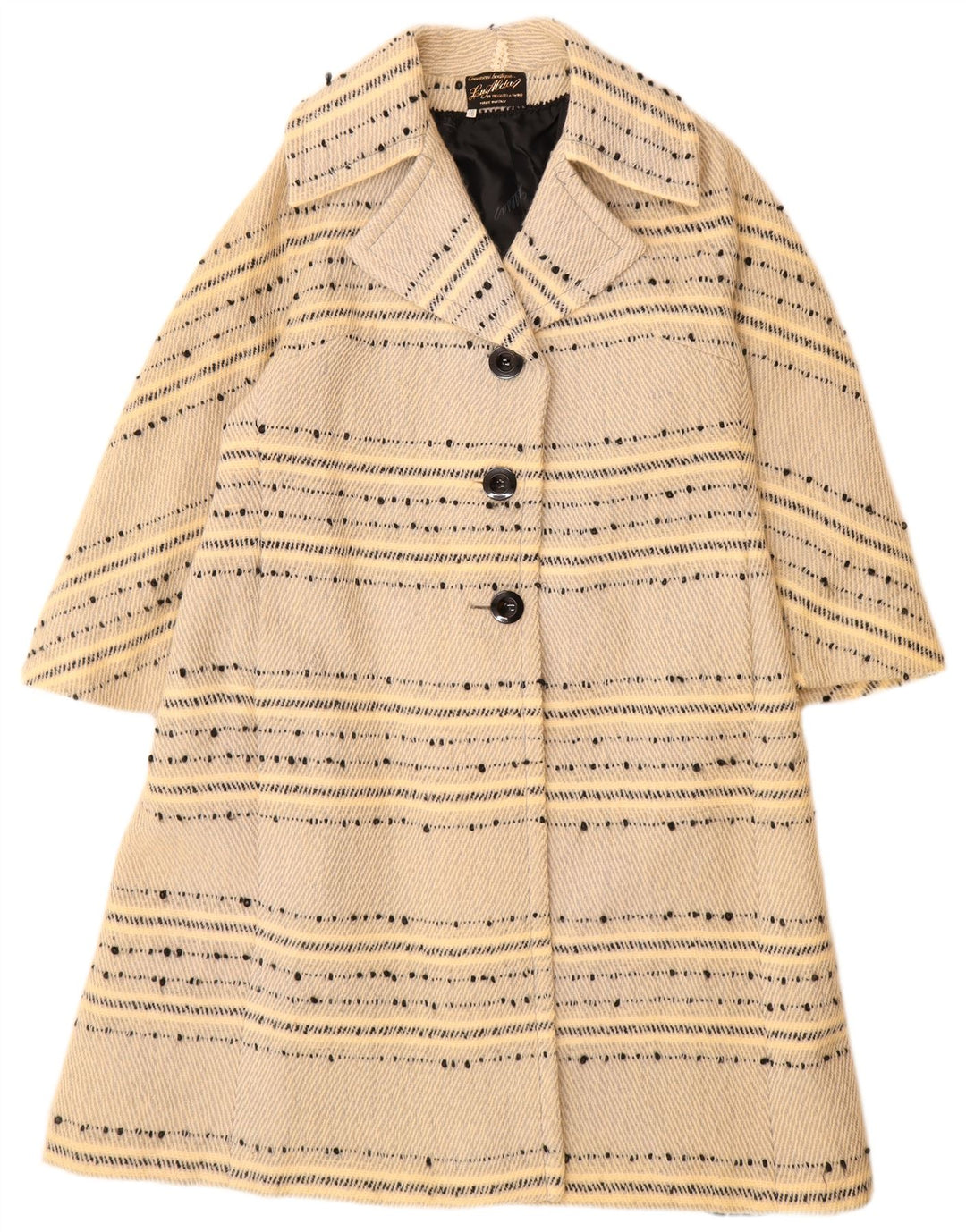 Sobretudo feminino vintage IT 46 grande listrado branco