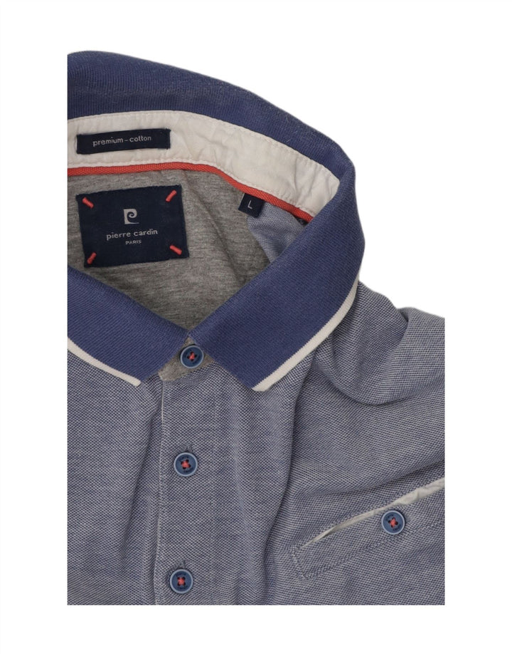 Camisa polo masculina Pierre Cardin grande algodão azul