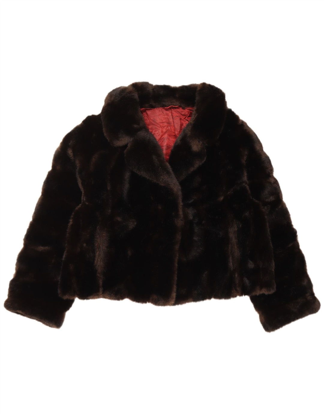 Jaqueta feminina de pele sintética TISSAVEL UK 18 XL marrom poliacrílico