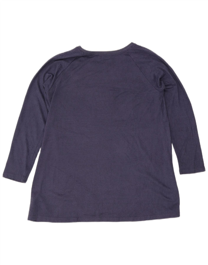 Túnica feminina de manga comprida Marks & Spencer Reino Unido 16 grande azul poliéster
