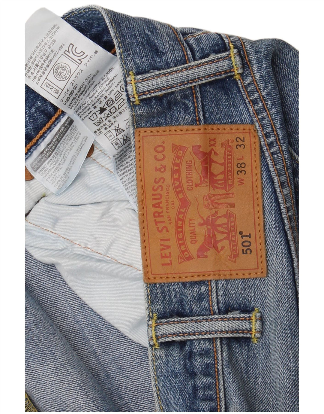 Levi's Masculino 501 Straight Jeans W38 L32 Azul Algodão