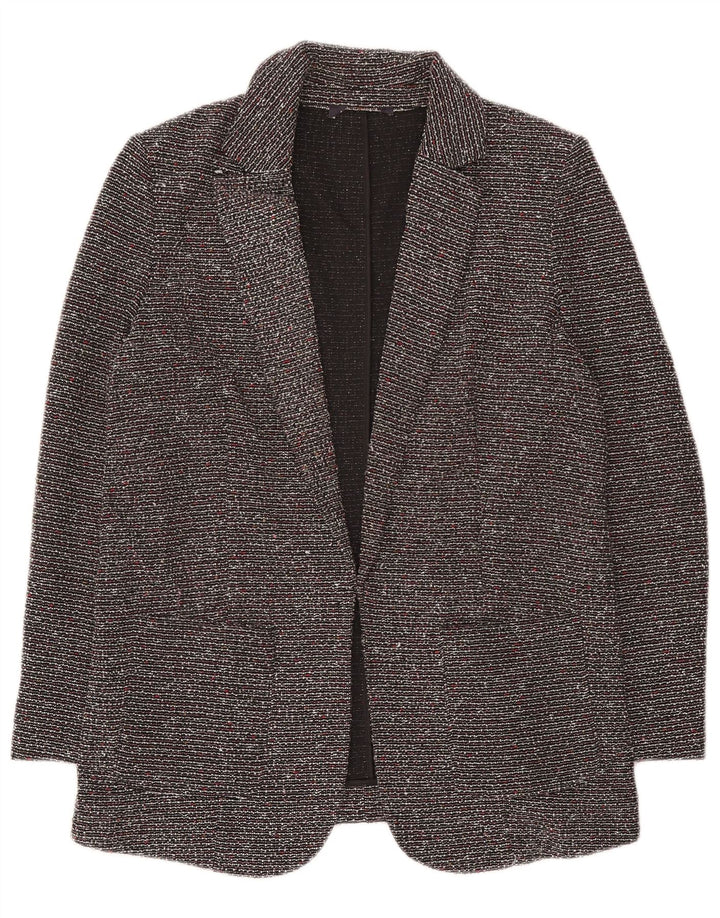 Jaqueta blazer aberta feminina da Marks & Spencer Reino Unido 12 médio preto manchado