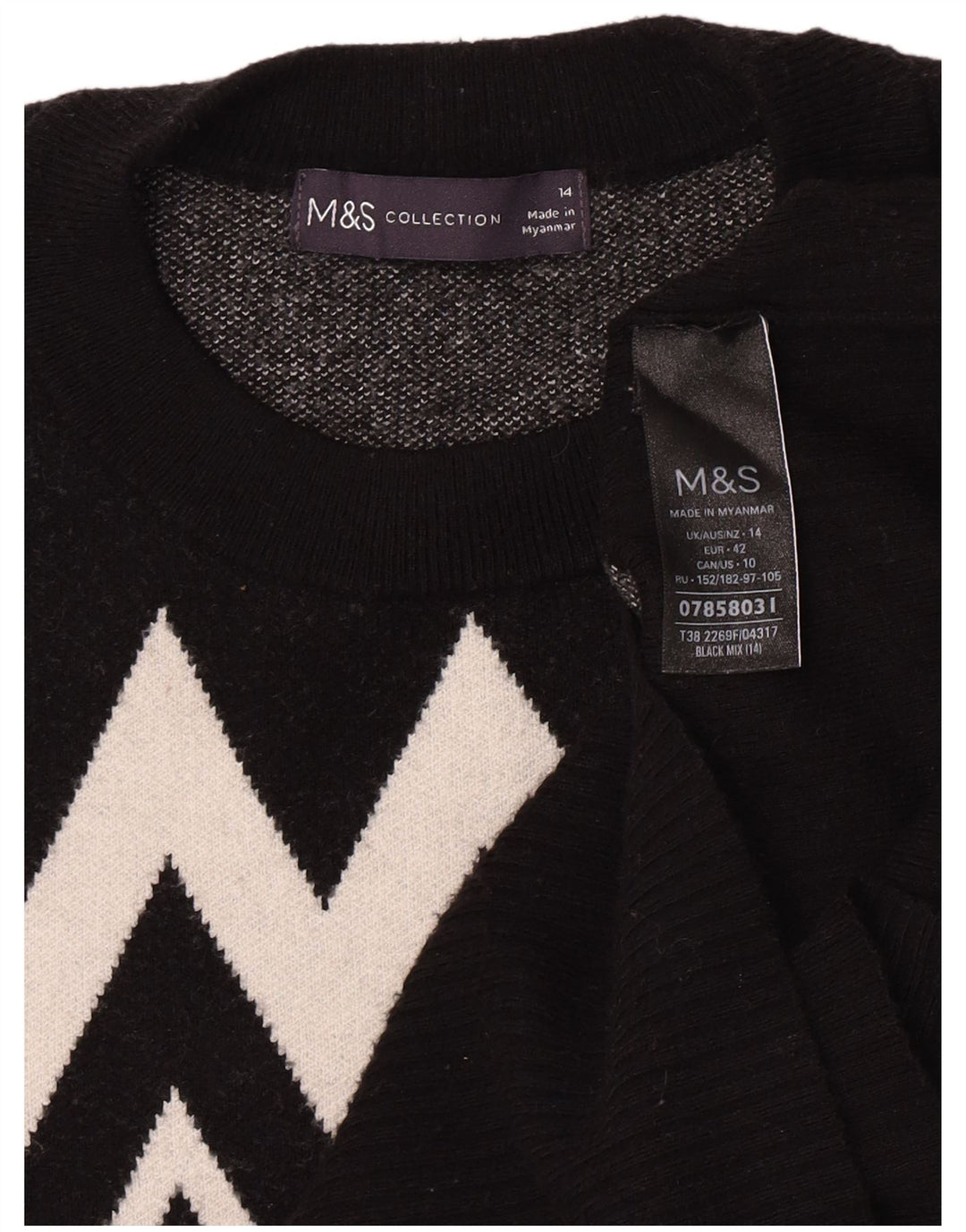 Suéter feminino Marks & Spencer com gola redonda Reino Unido 14 médio preto