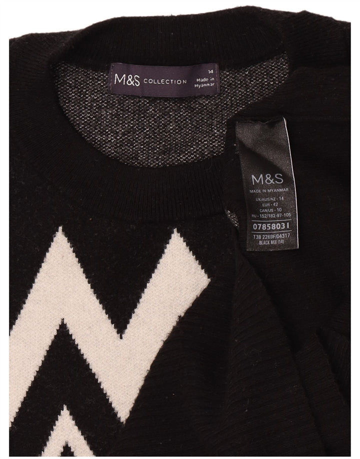 Suéter feminino Marks & Spencer com gola redonda Reino Unido 14 médio preto