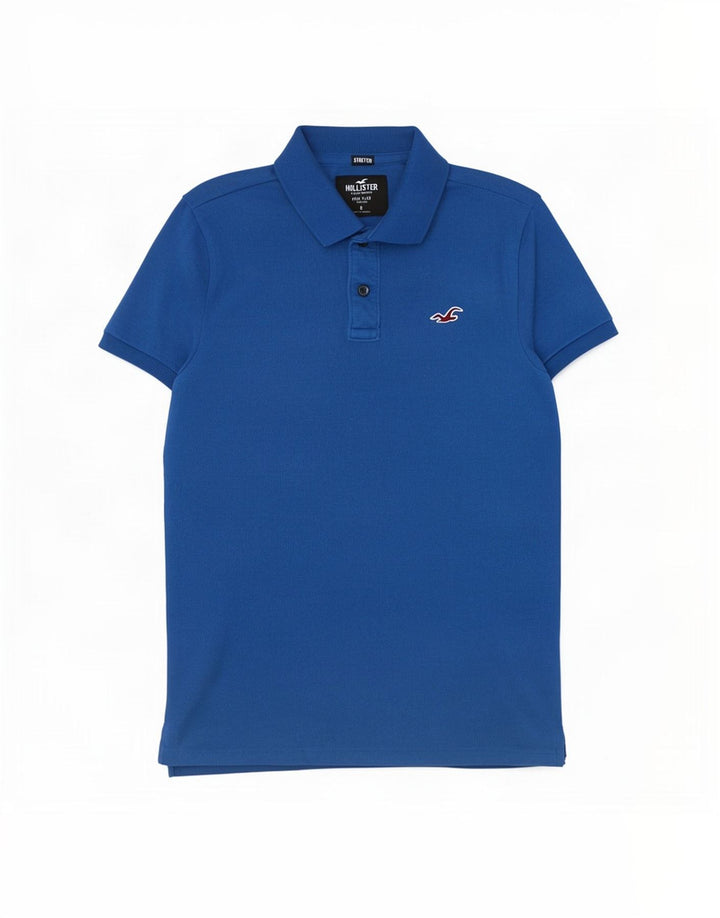 Camisa polo masculina Hollister de algodão azul pequeno