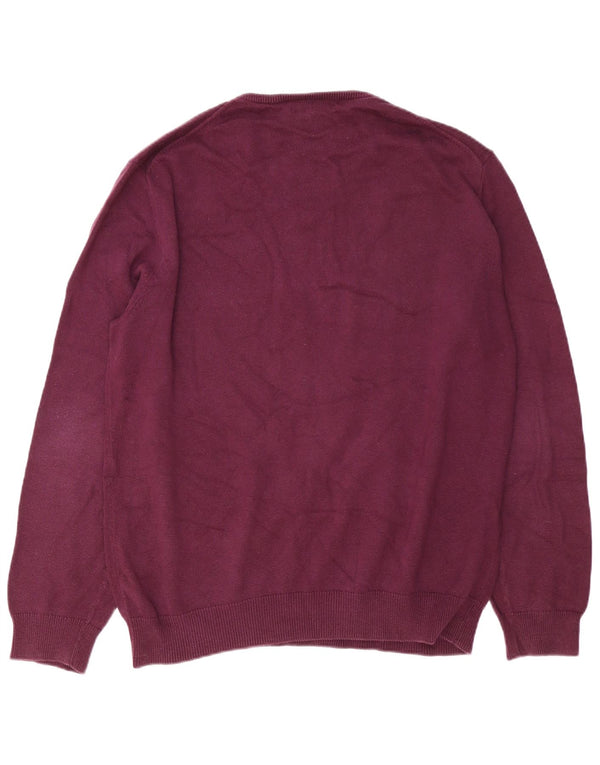 Crew Clothing Suéter masculino com decote em V 2XL algodão borgonha