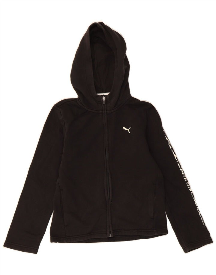 PUMA Boys Graphic Zip Hoodie Sweater 11-12 Years Black Cotton Vintage Puma and Second-Hand Puma from Messina Hembry 