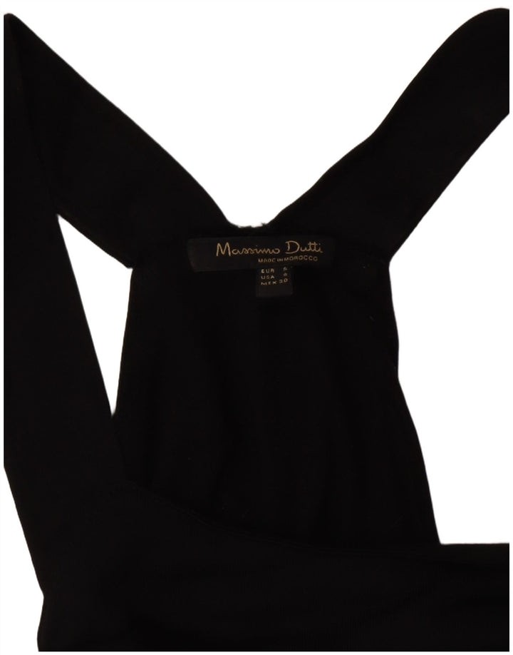 Vestido maxi feminino sem mangas Massimo Dutti Reino Unido 10 pequeno preto