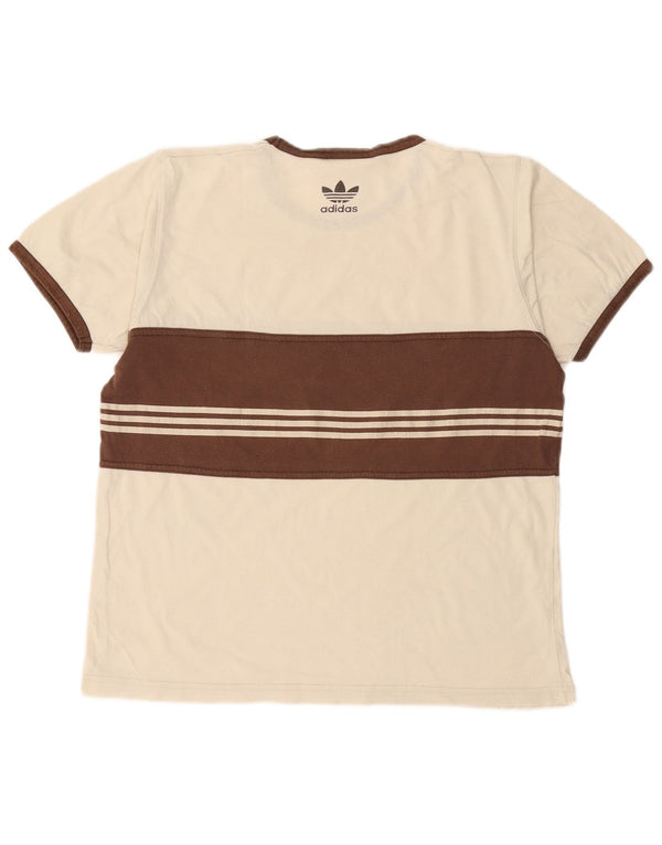 Adidas Mens Graphic T-Shirt Top Médio Off White Algodão Colorblock
