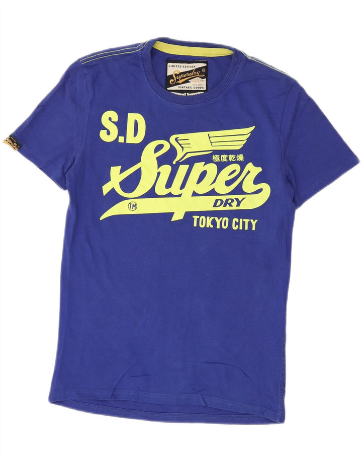 Superdry camiseta masculina gráfica top pequeno azul algodão