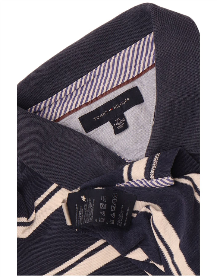 Camisa polo masculina Tommy Hilfiger 2XL algodão listrado azul marinho