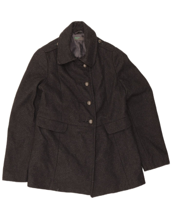 Sobretudo Militar Benetton Meninas 10-11 Anos XL Lã Cinzenta