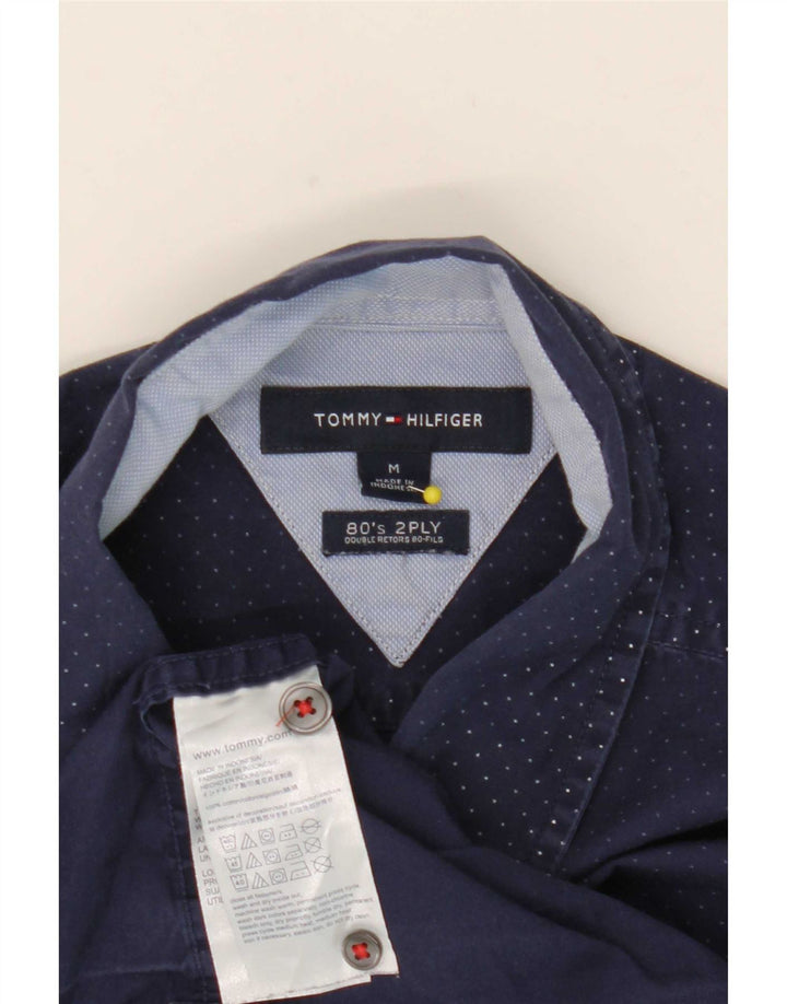 Camisa masculina Tommy Hilfiger média algodão manchado azul marinho